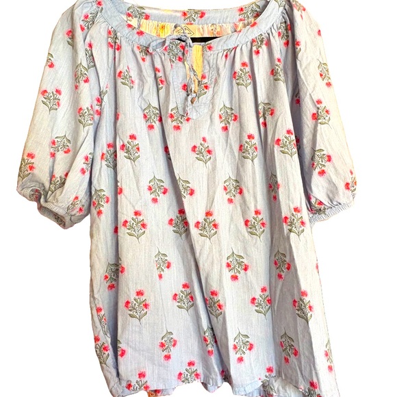 St. John's Bay Tops - St. John's Bay Cream Puff Sleeve Blouse with Tie Front